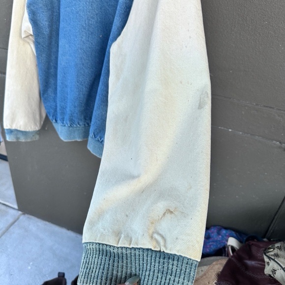 Vintage Retro Dixon K-Products Denim Bomber Varsity Jacket Canvas Distressed XL - Picture 10 of 10